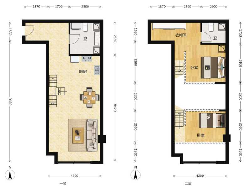 2室1厅2卫 商业类 在售户型图