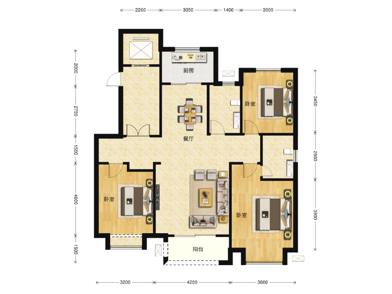 3室2厅2卫 住宅 在售户型图