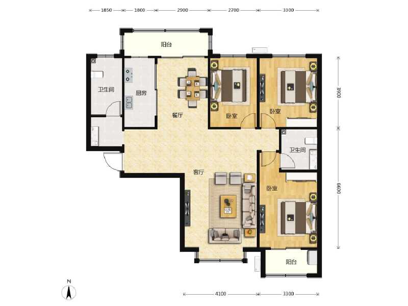3室2厅2卫 住宅 在售户型图