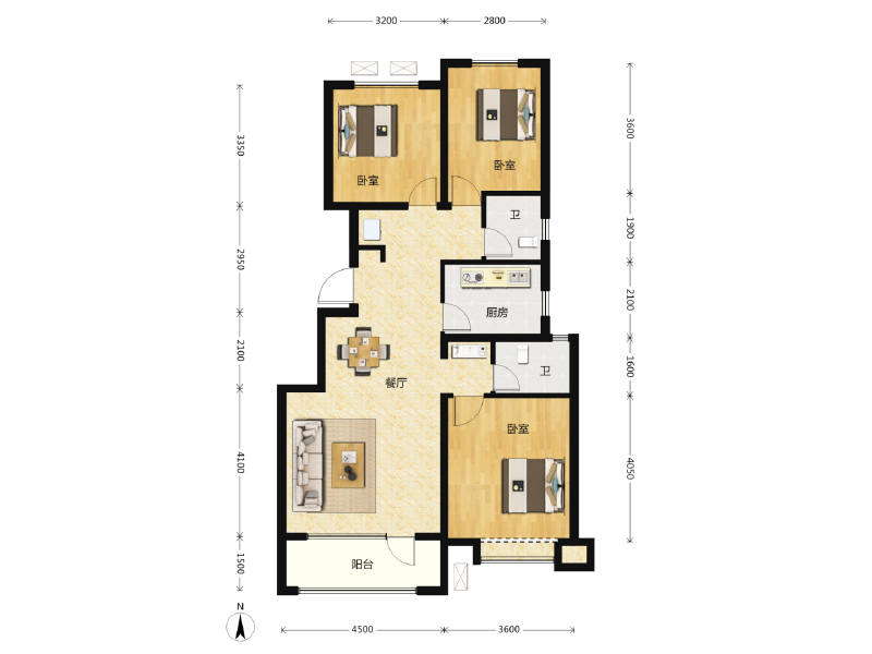 3室2厅2卫 住宅 在售户型图
