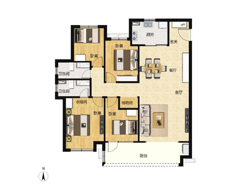 4室2厅2卫 住宅 在售户型图