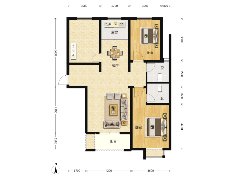 3室2厅2卫 住宅 在售户型图