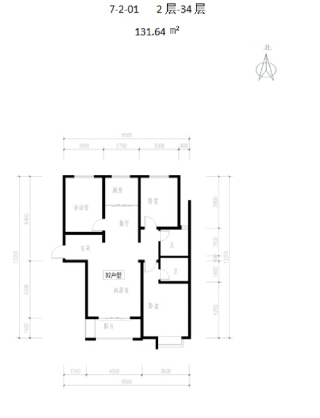 3室2厅2卫 住宅 在售户型图
