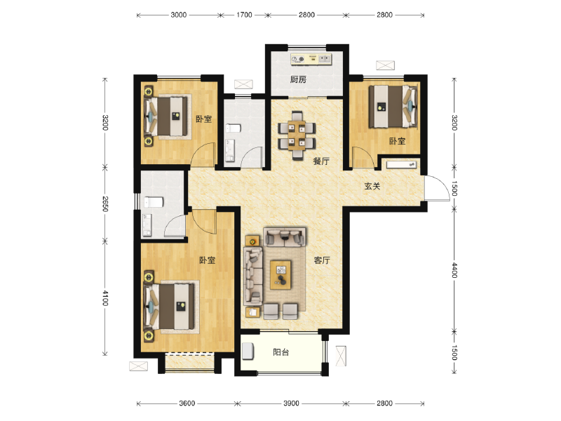 3室2厅2卫 住宅 在售户型图