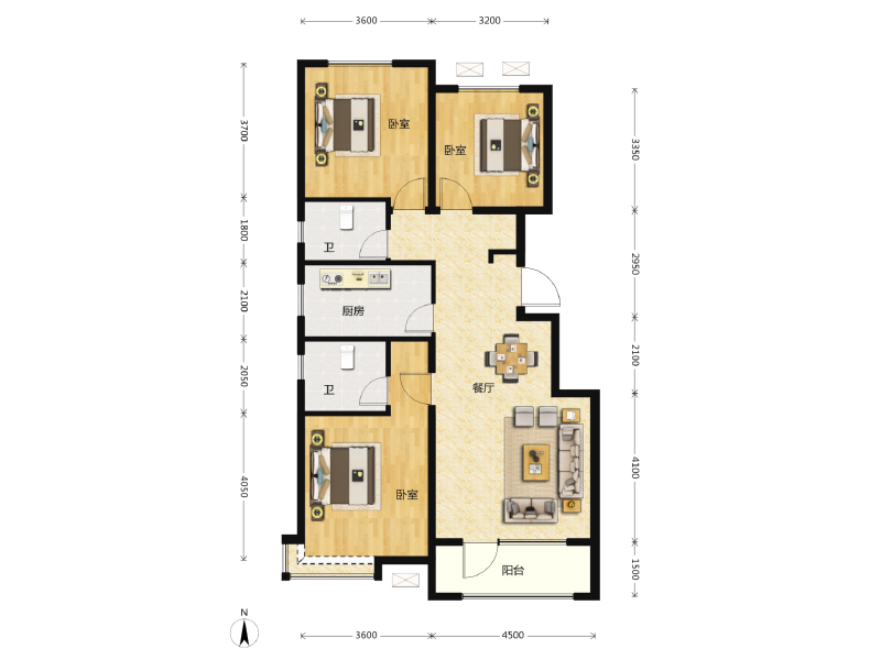 3室2厅2卫 住宅 在售户型图
