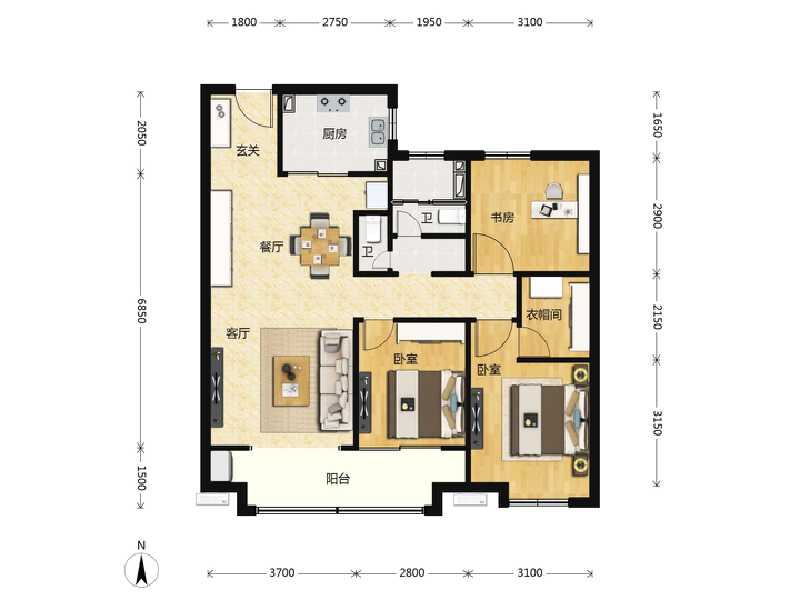 3室2厅2卫 住宅 待售户型图