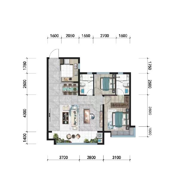 3室2厅2卫 住宅 在售户型图