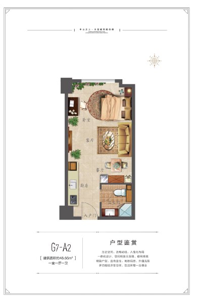 1室1厅1卫 商业类 在售户型图