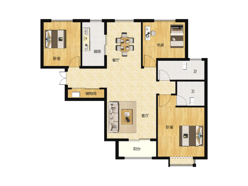 3室2厅2卫 住宅 在售户型图