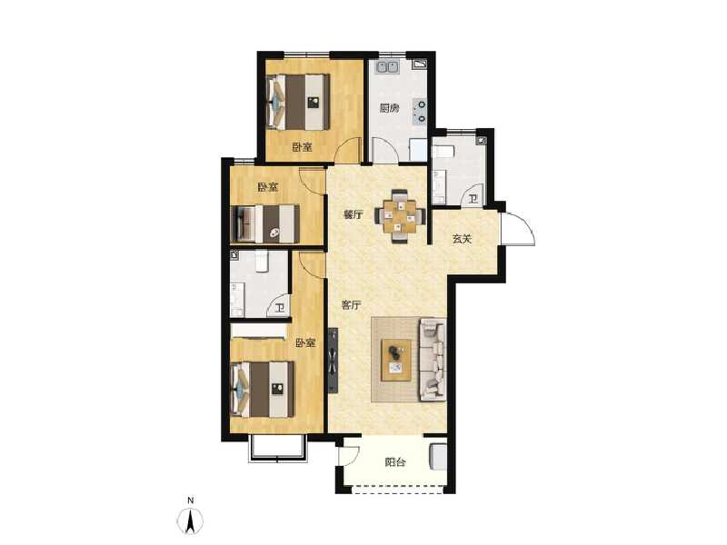 3室2厅2卫 住宅 在售户型图