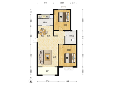 2室2厅1卫 住宅 售罄