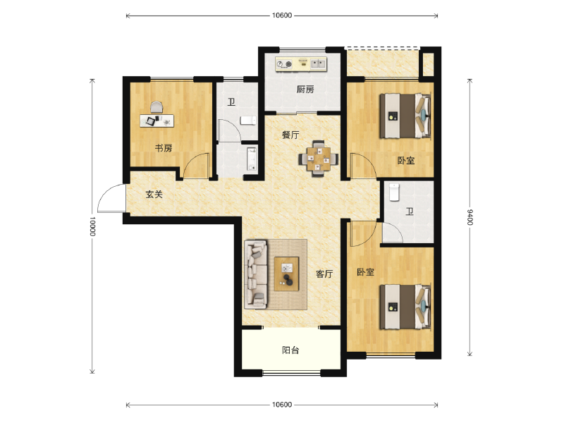 3室2厅2卫 住宅 在售户型图
