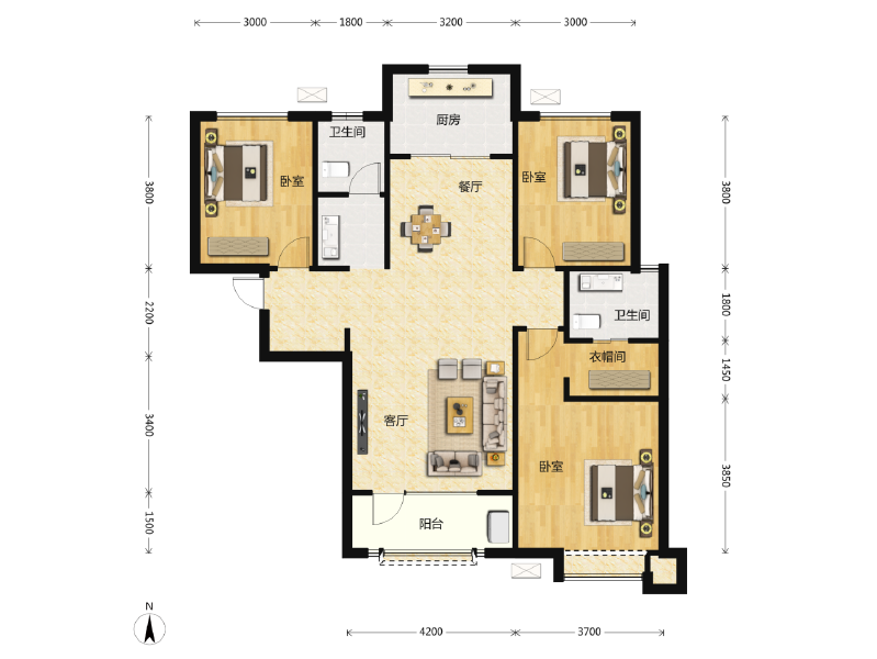3室2厅2卫 住宅 售罄户型图