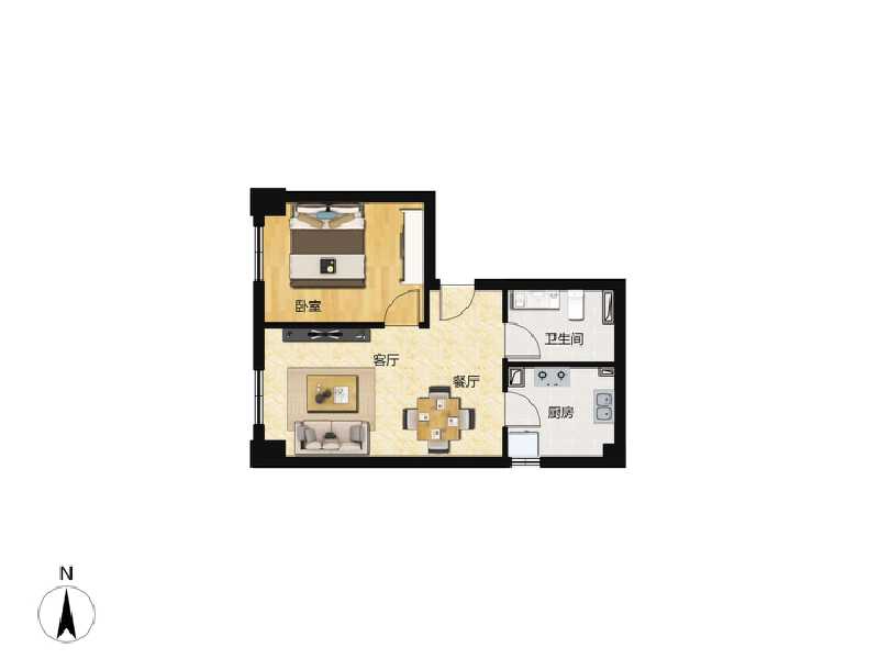 1室1厅1卫 商业类 在售户型图