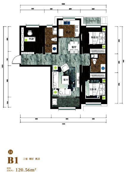 3室2厅2卫 住宅 在售户型图