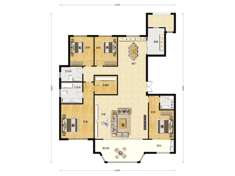 4室2厅3卫 住宅 在售户型图