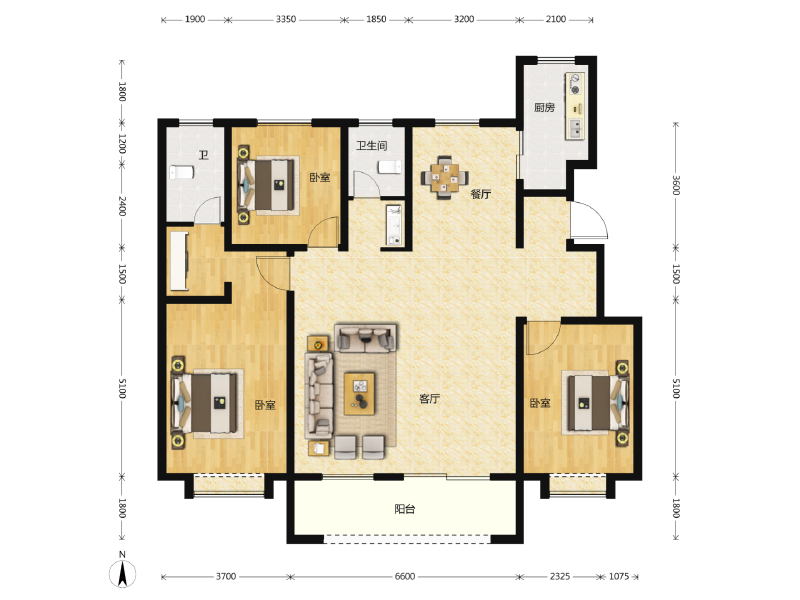 3室2厅2卫 住宅 售罄户型图