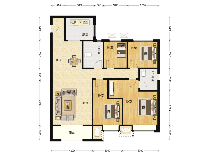 4室2厅2卫 住宅 售罄户型图