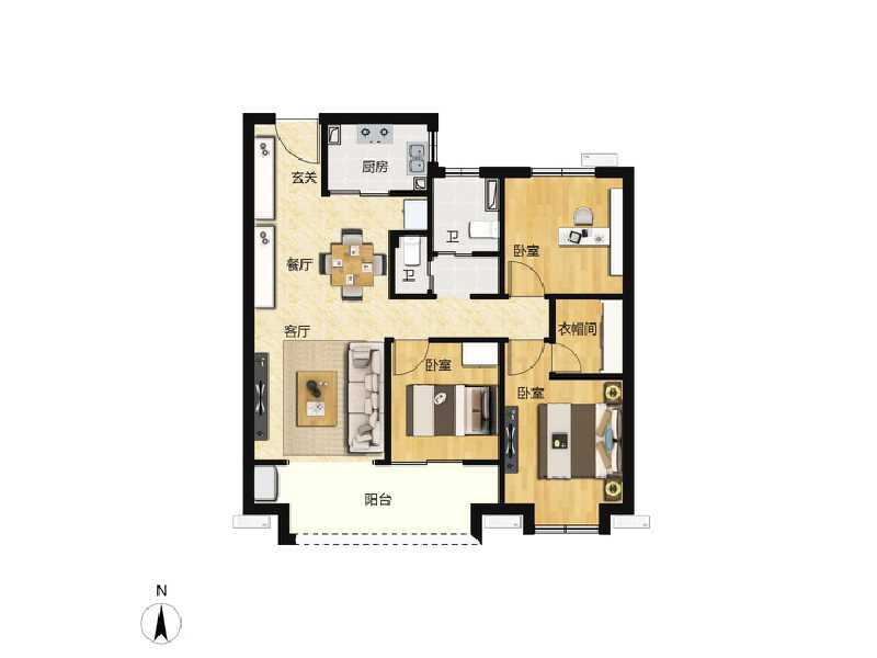 3室2厅2卫 住宅 在售户型图