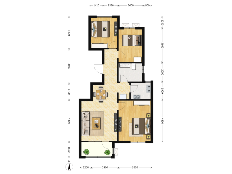 3室2厅1卫 住宅 在售户型图