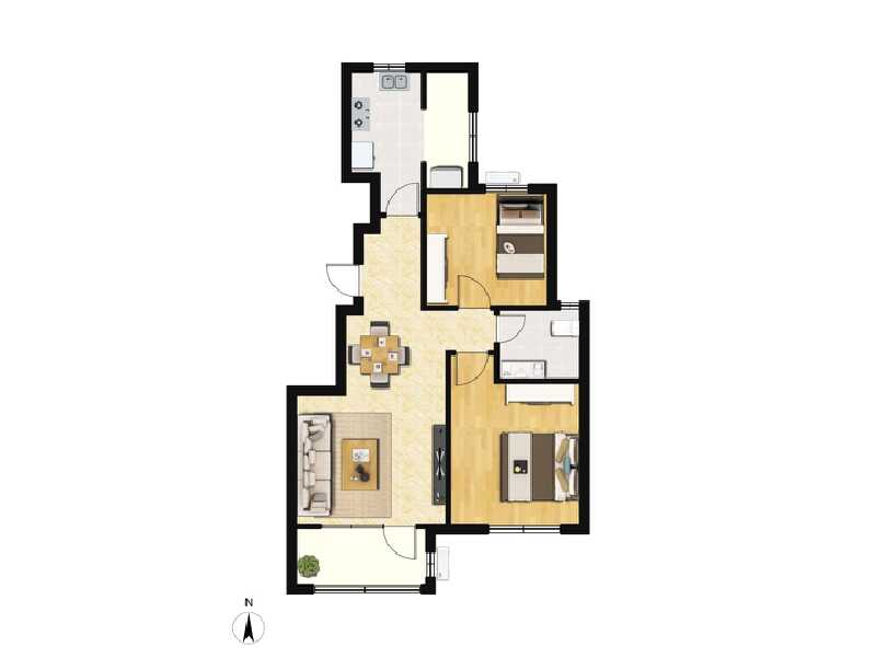 2室2厅1卫 住宅 在售户型图