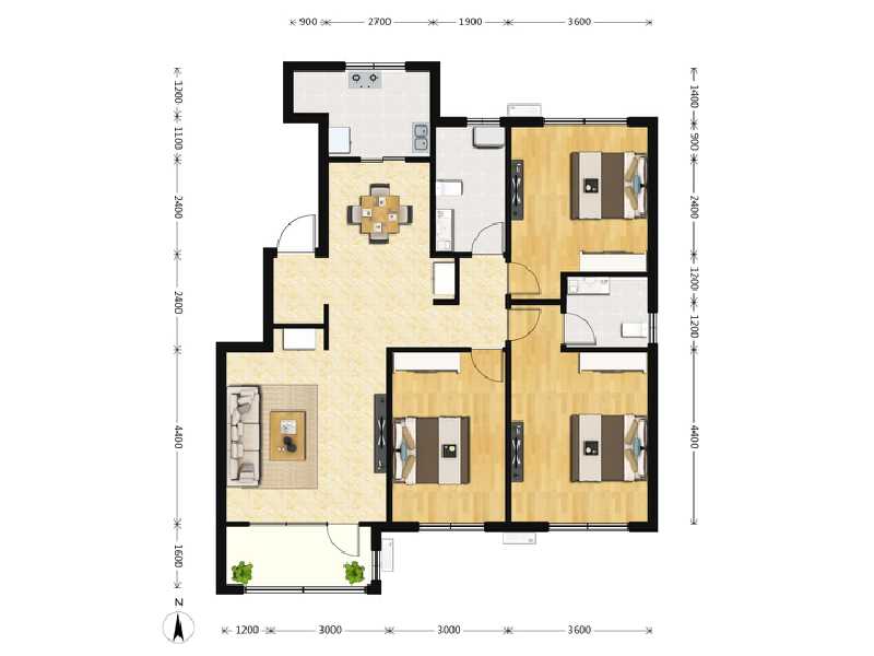 3室2厅2卫 住宅 售罄户型图