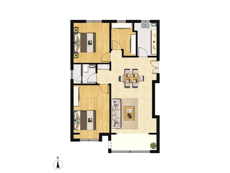 2室1厅1卫 住宅 售罄户型图