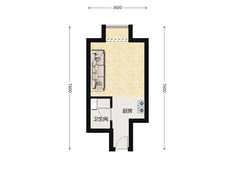 1室1厅1卫 商业类 在售户型图