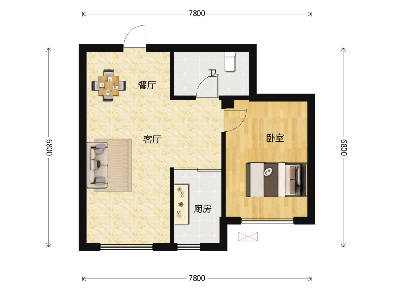 2室2厅1卫 住宅 在售户型图