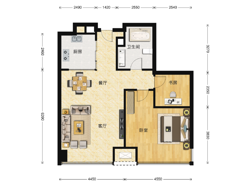 2室2厅1卫 商业类 在售户型图