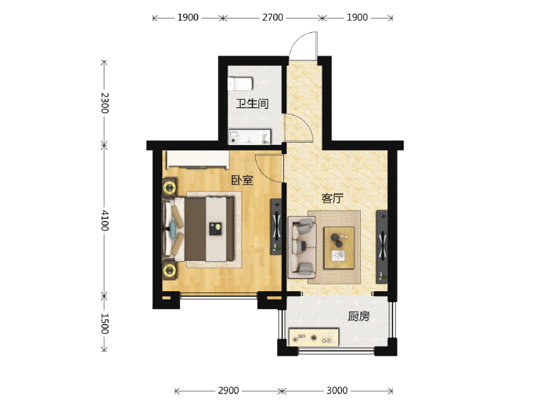 1室1厅1卫 住宅 售罄户型图