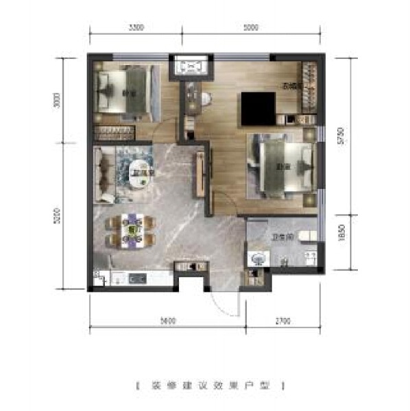 2室1厅1卫 商业类 待售户型图