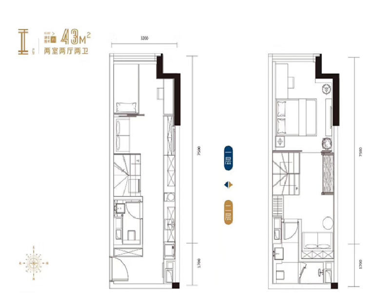 2室2厅2卫 商业类 在售户型图