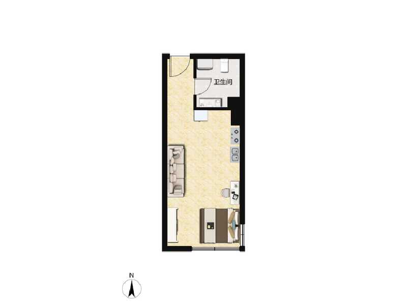 1室1厅1卫 住宅 售罄户型图