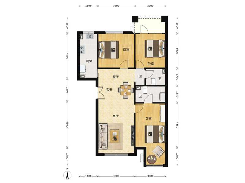 3室2厅2卫 住宅 售罄户型图