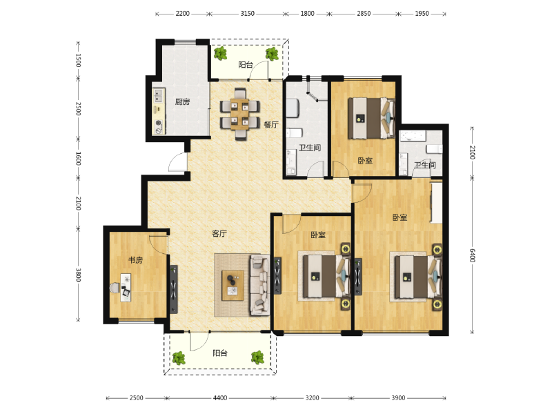 4室2厅2卫 住宅 在售户型图