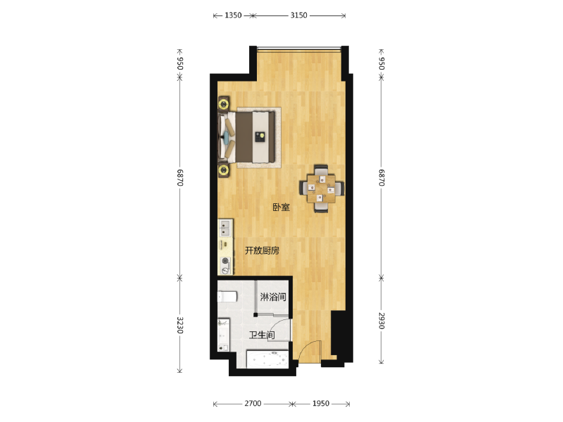 1室2厅1卫 商业类 售罄户型图