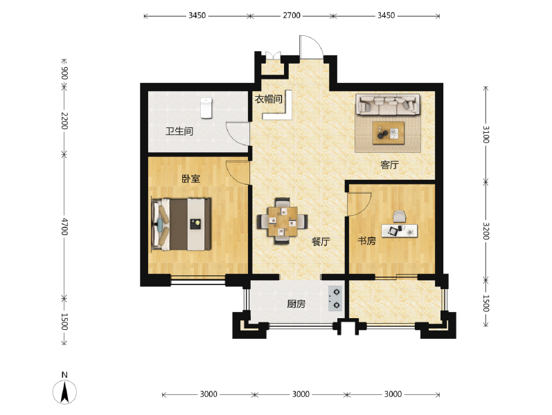 2室2厅1卫 住宅 售罄户型图