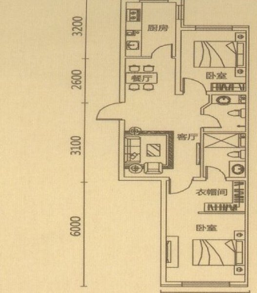 2室2厅2卫 住宅 在售户型图