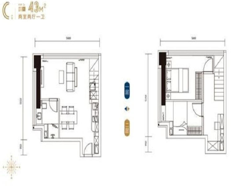 2室2厅1卫 商业类 在售户型图