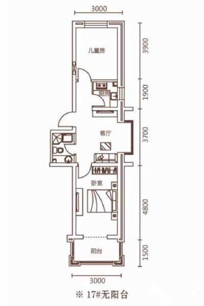2室1厅1卫 住宅 在售户型图