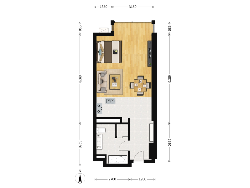 1室2厅1卫 商业类 售罄户型图
