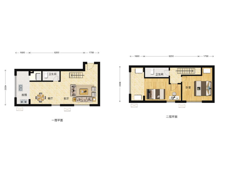 2室2厅1卫 商业类 在售户型图