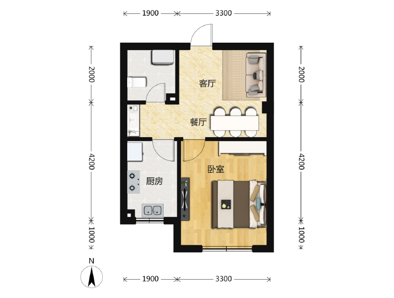 1室1厅1卫 住宅 待售户型图