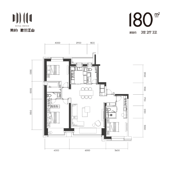 3室2厅3卫 住宅 在售户型图
