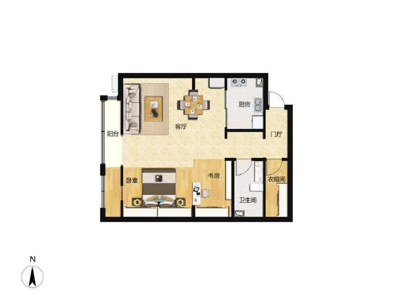 1室1厅1卫 商业类 在售户型图