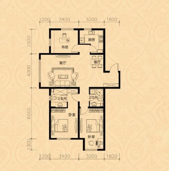 3室2厅2卫 住宅 在售户型图