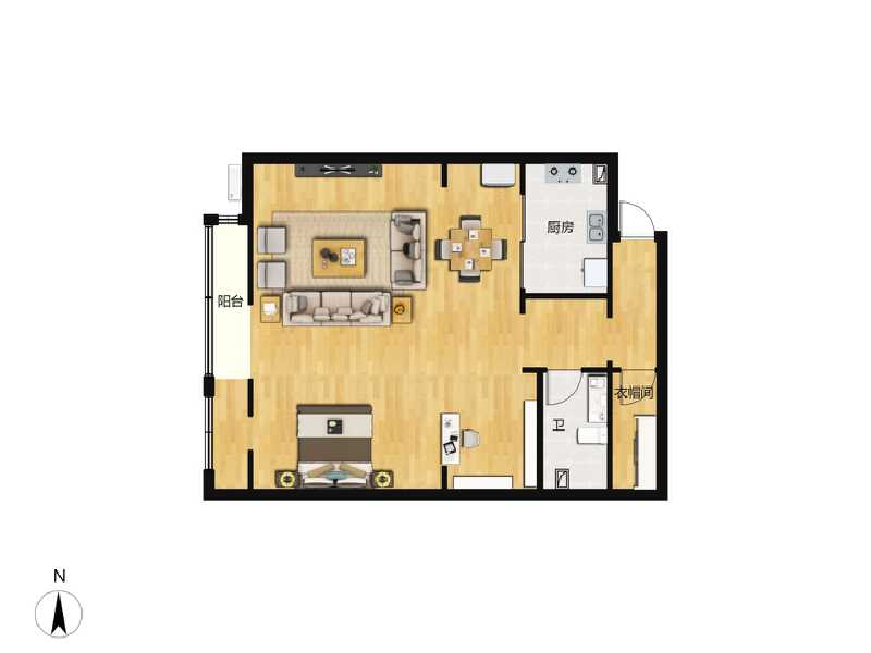 1室1厅1卫 商业类 在售户型图