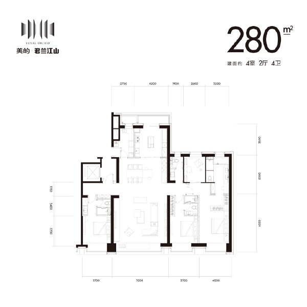 4室2厅4卫 住宅 在售户型图