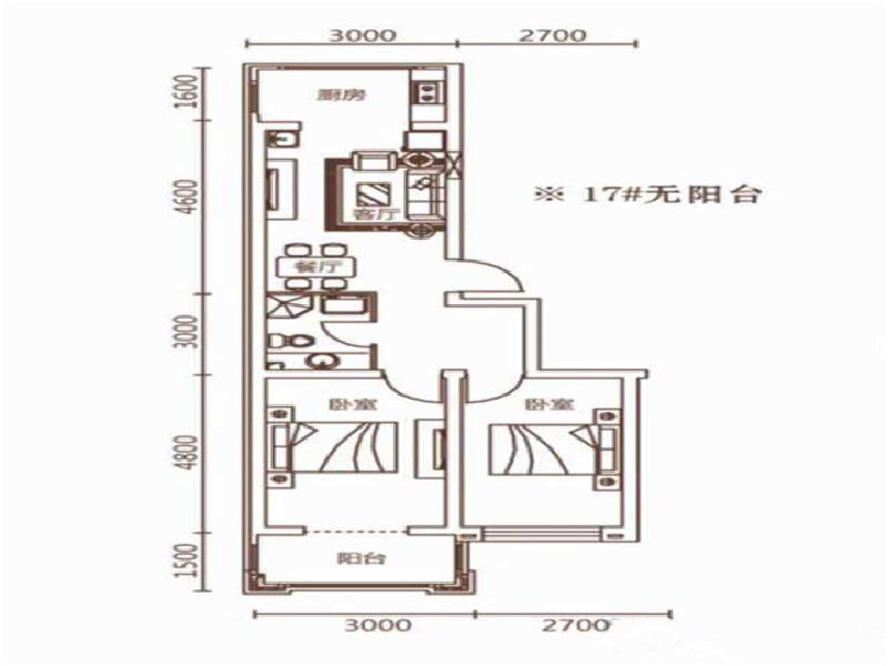 2室1厅1卫 住宅 售罄户型图